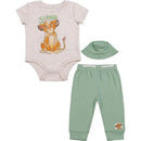 Babyfair 3Pk Disney Boy Pants, Bodysuit & Hat, Light Green Lion King Image 1