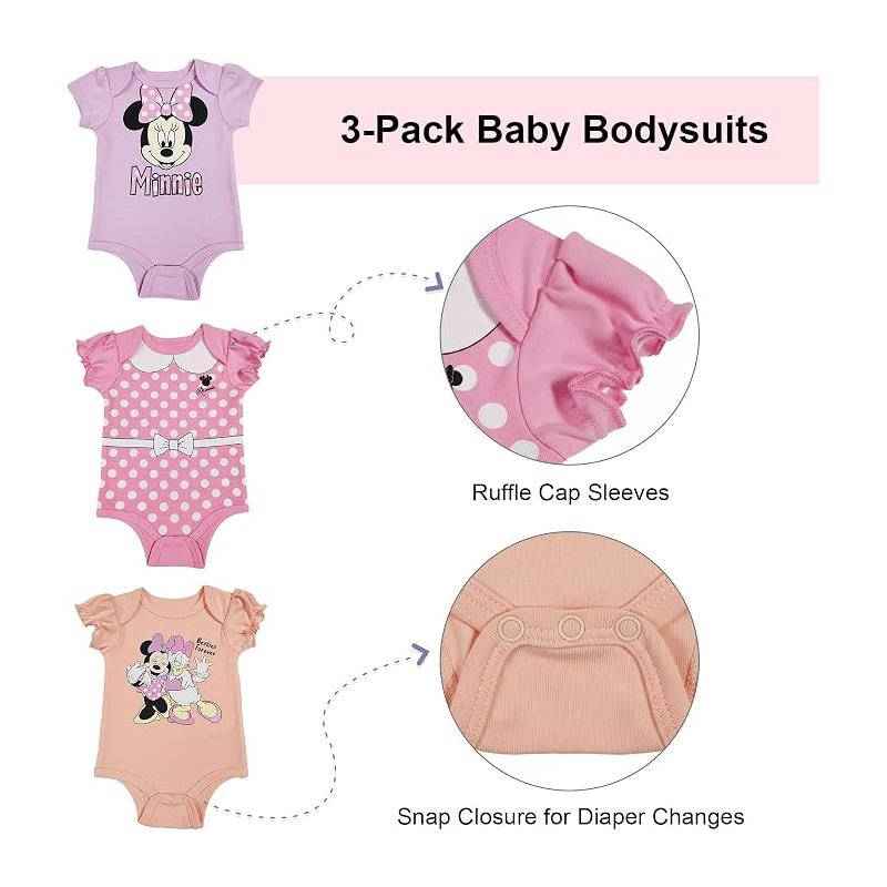 Babyfair 3Pk Disney Girl Bodysuit Minnie Mouse Image 4