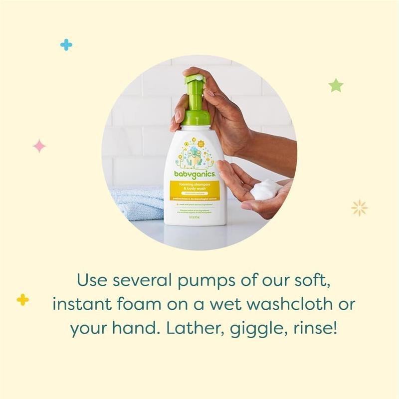 Babyganics - Baby Shampoo + Body Wash Pump Bottle Fragrance Free, 16 Oz Image 4