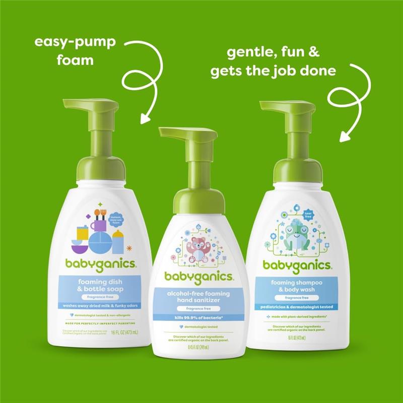 Babyganics - Baby Shampoo + Body Wash Pump Bottle Fragrance Free, 16 Oz Image 6