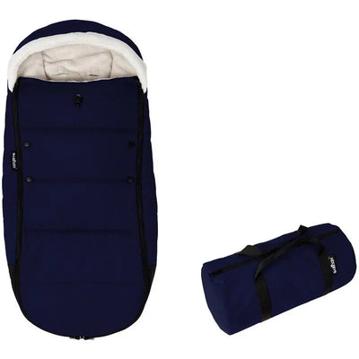 Footmuff designed for the Babyzen Yoyo stroller in Air France blue, featuring a cozy interior and a compact carrying bag.
