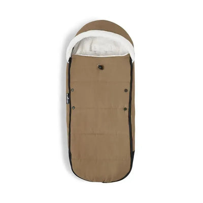 Babyzen Yoyo Footmuff in Toffee color, featuring a soft fleece interior and button closures for added warmth and comfort.