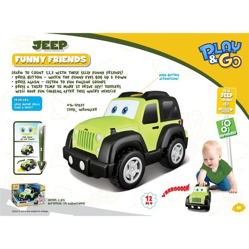 BB Junior Play & Go Jeep Funny Friend Jeep Wrangler, 1-Pack, Green Image 11