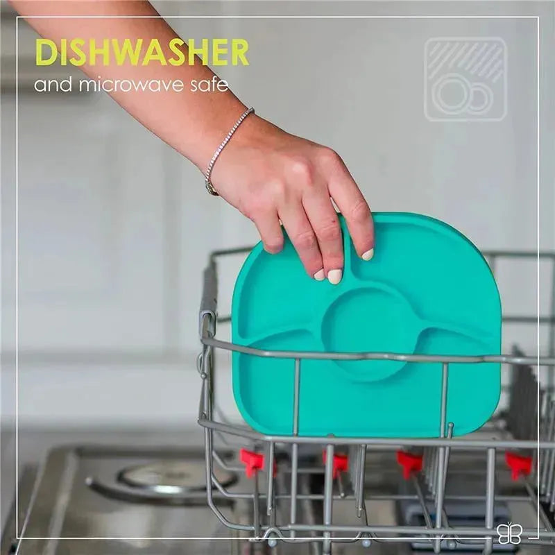 Bbluv - Yümi 4-Section Silicone Plate And Spoon, Aqua Image 3