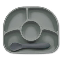 Bbluv - Yümi 4-Section Silicone Plate And Spoon, Grey Image 1