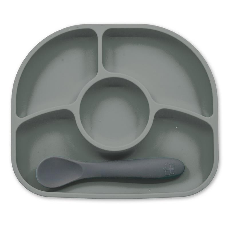 Bbluv - Yümi 4-Section Silicone Plate And Spoon, Grey Image 1