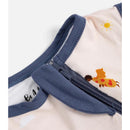 Sleep sack featuring a blue trim, with angel design and sun decoration, designed for babies 6-12 months, 0.5 Tog.