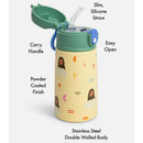Be A Heart Jesus stainless steel water bottle, 13.5 oz, with powder-coated finish, carry handle, and silicone straw.