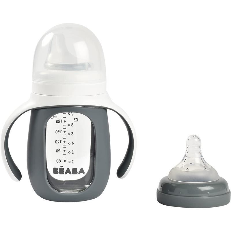 Beaba - 2-In-1 Glass Training Cup, Charcoal Image 2