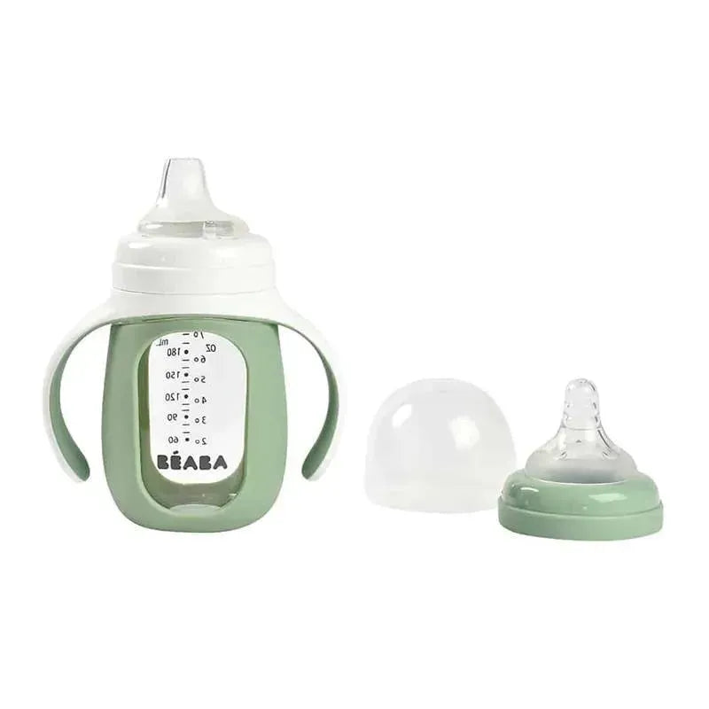 Beaba - 2-In-1 Glass Training Cup, Sage Image 4