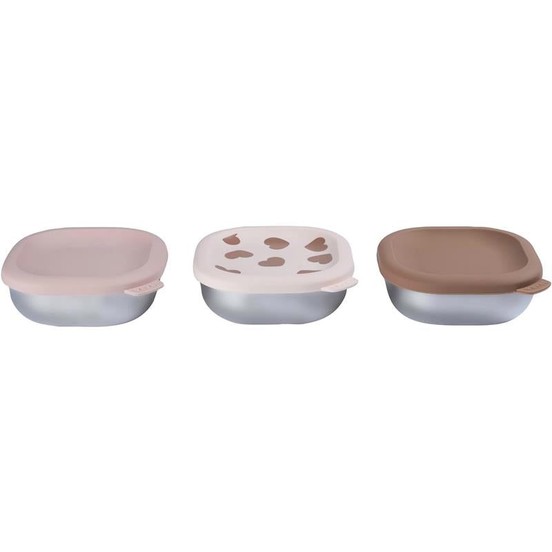 Beaba 3Pk Stainless Steel Baby Bowls Set, Big Love Image 3