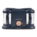 Beaba Babycook Duo 4 in 1 Baby Food Maker in Midnight color, featuring dual glass bowls and a control knob.