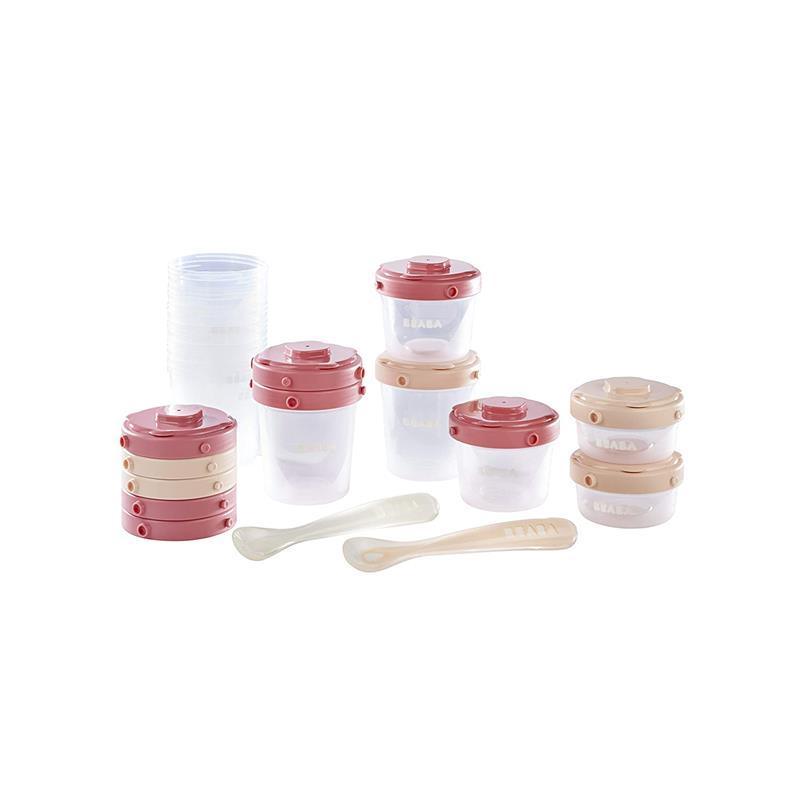 Beaba - Clip Containers 12 Pc Set + Silicone Spoons, Pink Image 2