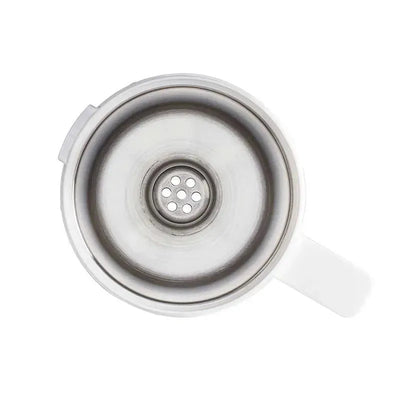 White BEABA Rice, Pasta, and Grain Pro Insert Food Mill with stainless steel interior and five drainage holes.