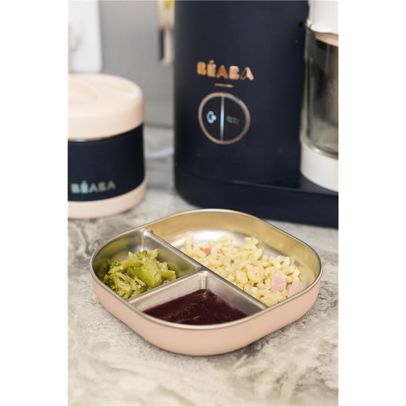 Beaba Stainless Steel Divided Plate, Cotton Candy Image 3