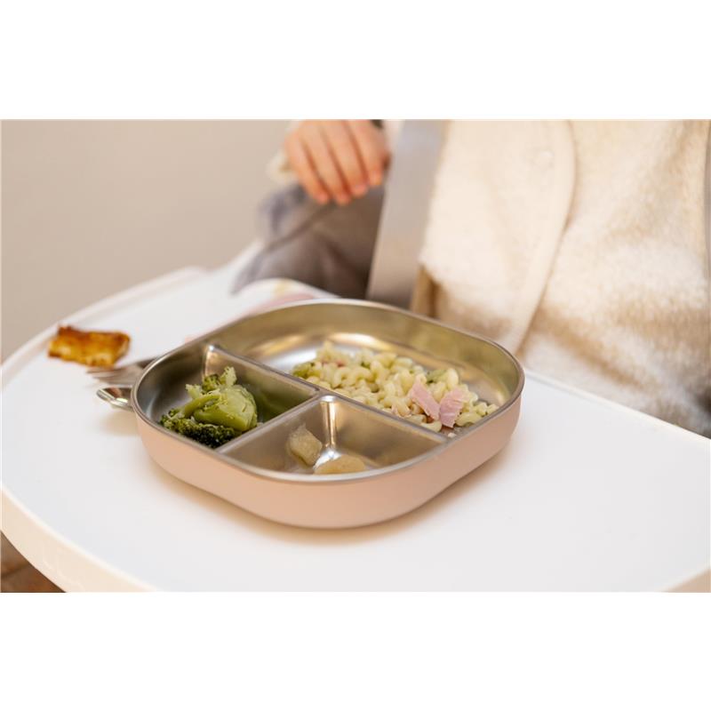 Beaba Stainless Steel Divided Plate, Cotton Candy Image 4