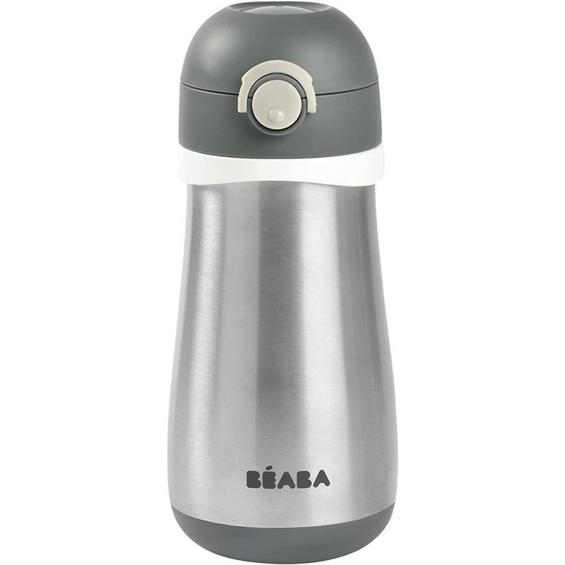 Beaba - Stainless Steel Kids Water Bottle, Charcoal Image 1
