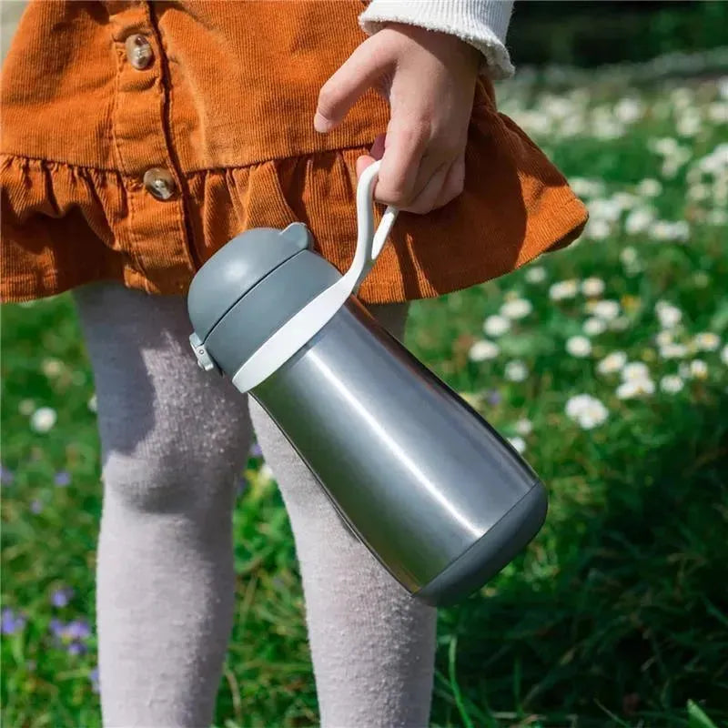Beaba - Stainless Steel Kids Water Bottle, Charcoal Image 4