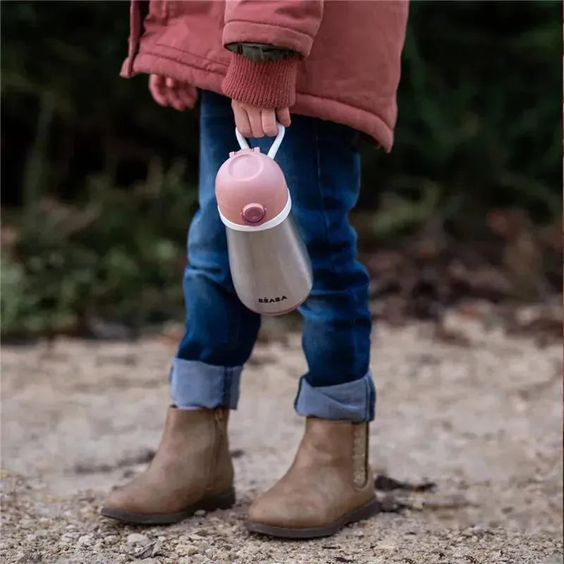 Beaba - Stainless Steel Kids Water Bottle, Rose Image 3