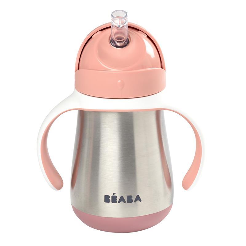 Beaba - Stainless Steel Straw Sippy Cup, Rose Image 4