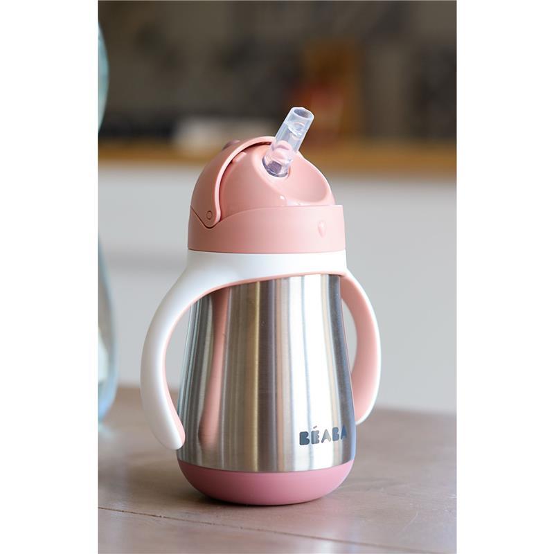 Beaba - Stainless Steel Straw Sippy Cup, Rose Image 5