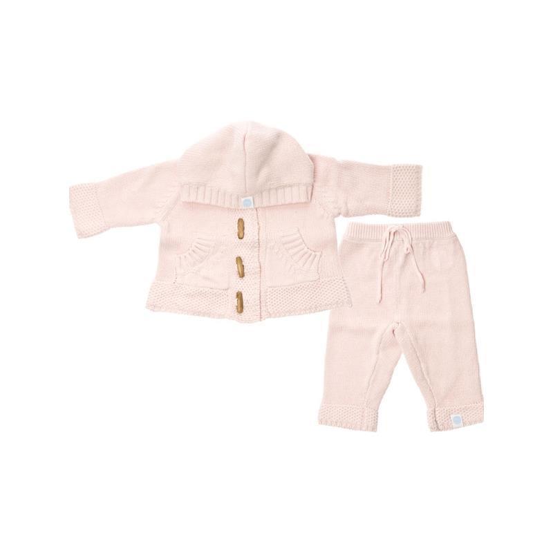 Beba Bean Knit Hoodie And Pant Set, Pink Image 1