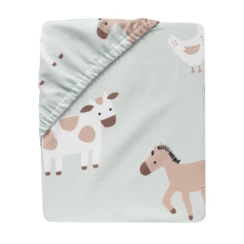 Bedtime Originals - Farmyard Friends Sage Green Baby Nursery Fitted Crib Sheet Image 6