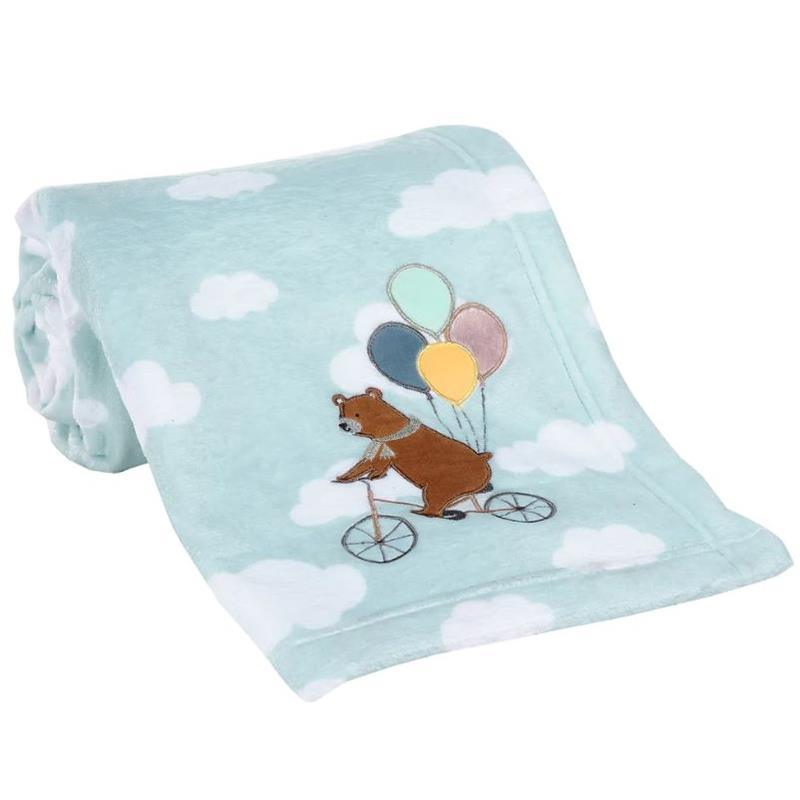 Bedtime Originals - Up Up & Away Bear/Balloon/Cloud Soft Blue Fleece Baby Blanket Image 4