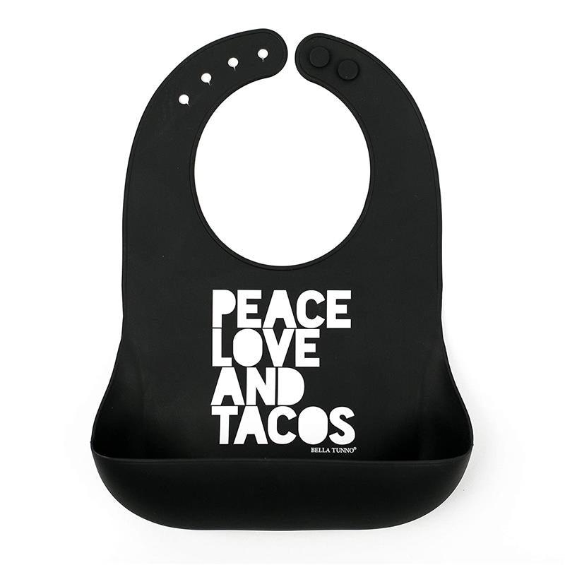 Bella Tunno - Peace, Love, Taco Wondr Bib, Black Image 1