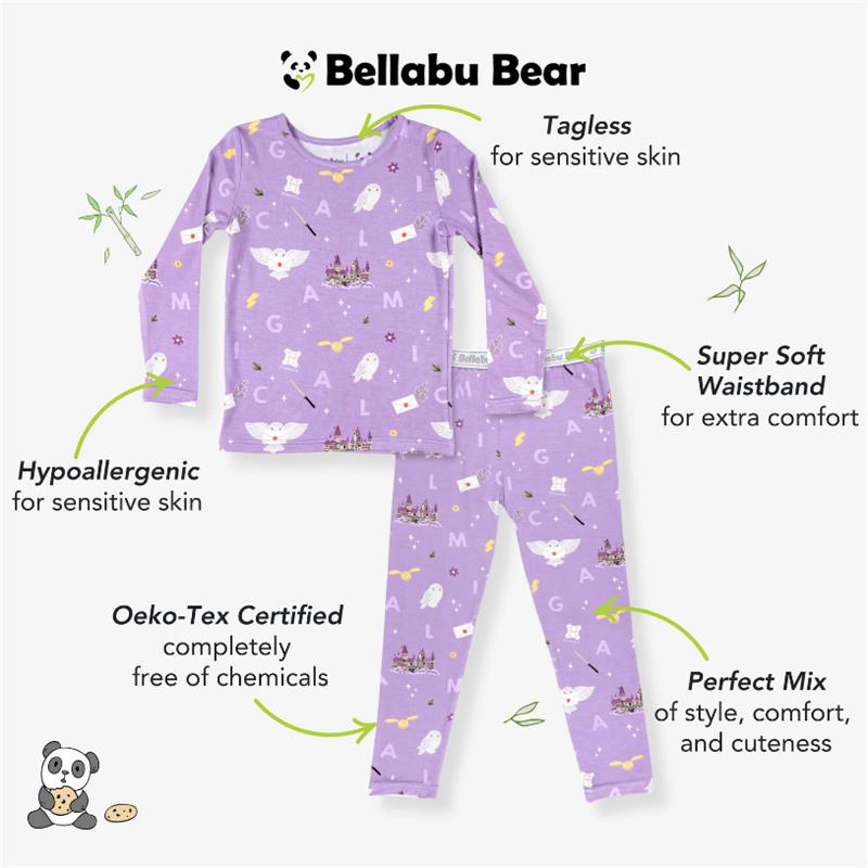 Bellabu Bear - Harry Potter Hedwig's Magical Mail Bamboo Kids Pajamas Image 5