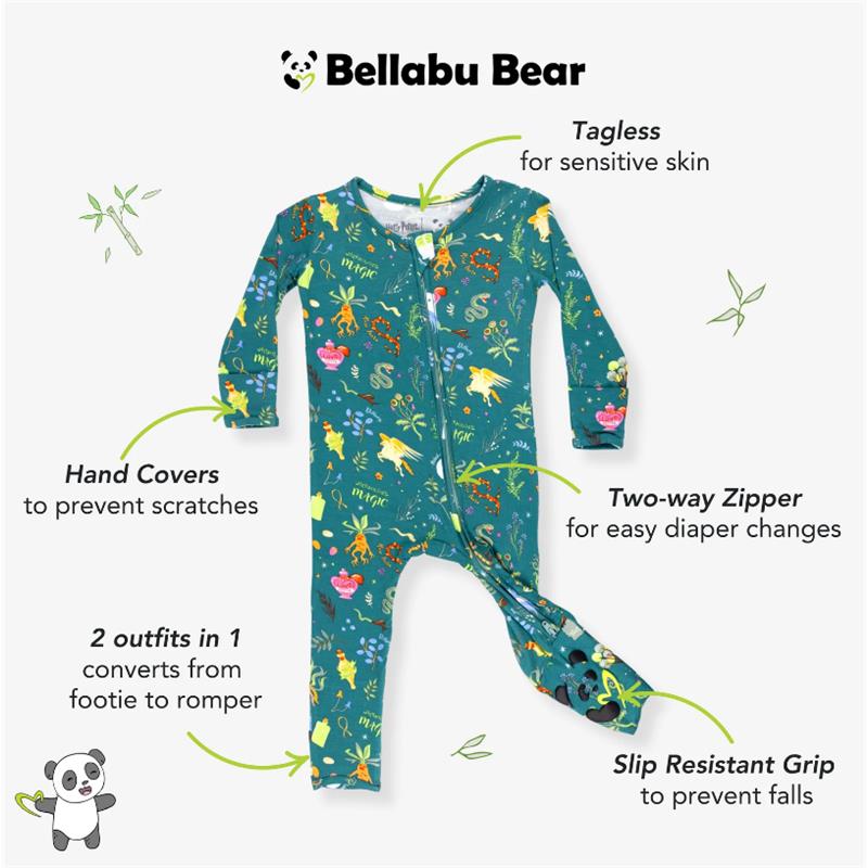 Bellabu Bear - Harry Potter Mandrakes & Herbs Bamboo Convertible Footie Image 7
