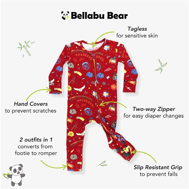 Bellabu Bear - Hogwarts Express Bamboo Convertible Footie Image 5