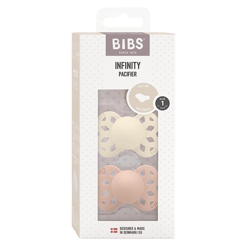 BIBS - 2Pk Ivory/Blush Infinity Anatomical Pacifier, 0/6M Image 2
