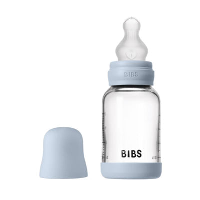 Bibs - Baby 4Oz Silicone Glass Bottle With Bumper Baby Blue Image 1