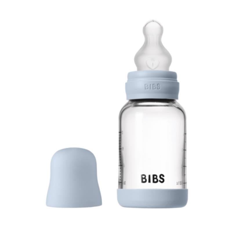 Bibs - Baby 4Oz Silicone Glass Bottle With Bumper Baby Blue Image 1