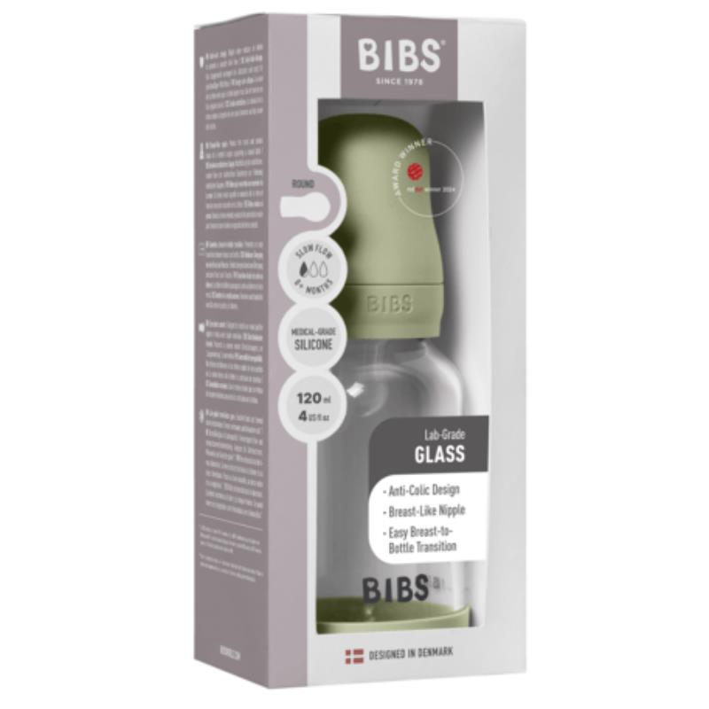 Bibs - Baby 4Oz Silicone Glass Bottle With Bumper Sage Image 2
