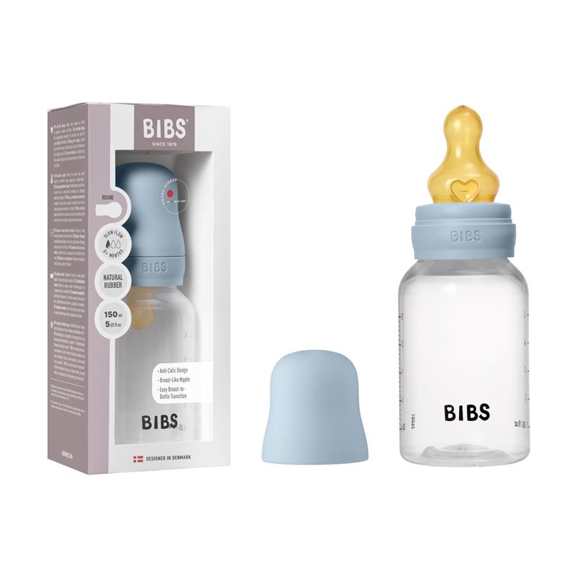 Bibs - Baby Plastic Bottle With Latex Nipple 150Ml, Baby Blue Image 1
