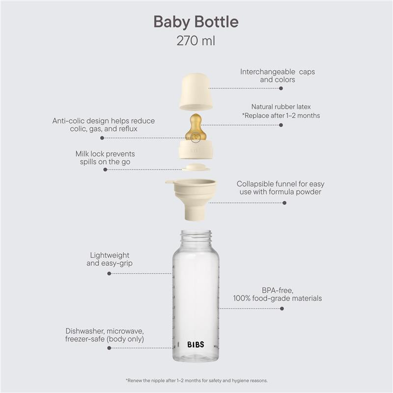 Bibs - Baby Plastic Bottle With Latex Nipple 270Ml, Blush Image 2