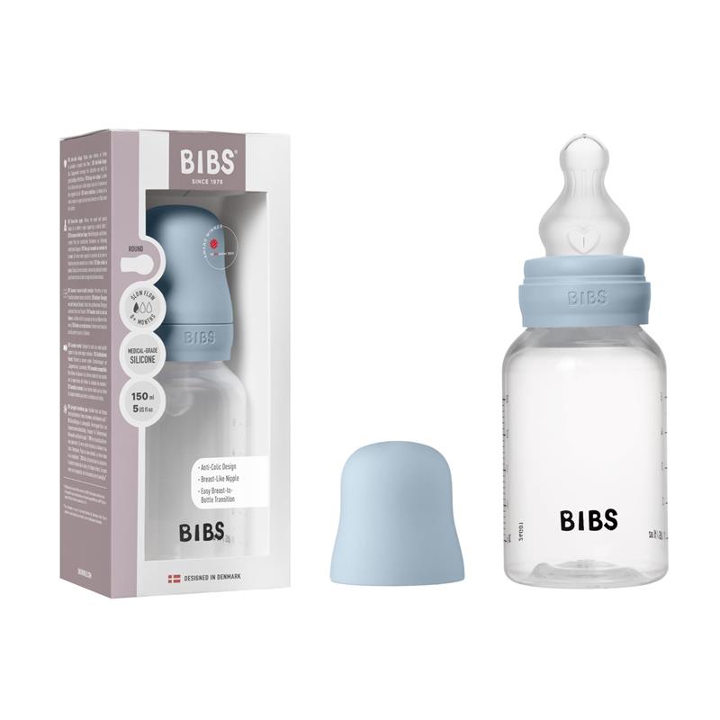 Bibs - Baby Plastic Bottle With Silicone Nipple 150Ml, Baby Blue Image 1
