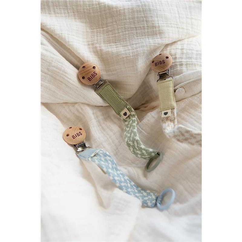Bibs - Pacifier Clip, Sage/Ivory Image 2