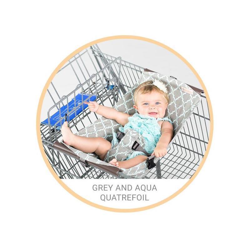 Binxy Baby Shopping Cart Hammock, Grey and Aqua Quatrefoil Image 1