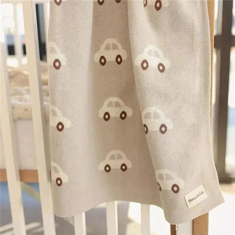 Bleu La La - 100% Luxury Cotton Receiving Swaddle Baby Blanket, Cars Cream Image 8