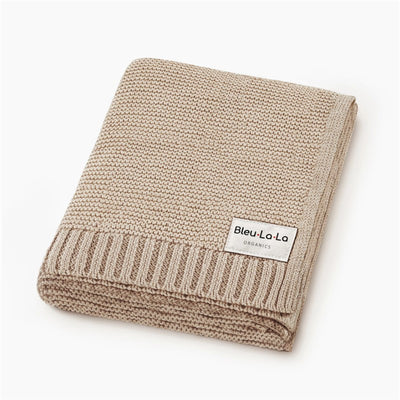 Bleu La La - 100% Luxury Cotton Swaddle Receiving Baby Blanket, Oatmeal Image 1