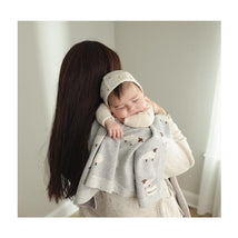 Bleu La La - 100% Luxury Cotton Swaddle Receiving Baby Blanket, Sheep Ivory Image 2