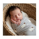 Bleu La La - 100% Luxury Cotton Swaddle Receiving Baby Blanket, Sheep Ivory Image 3