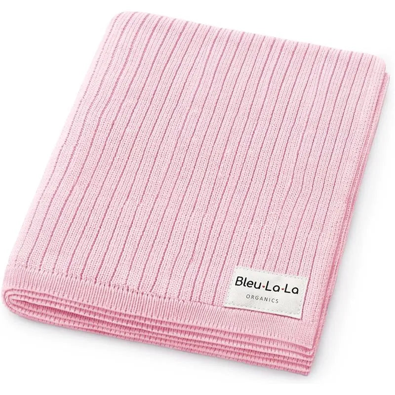 Bleu La La - 100% Luxury Organic Cotton Ribbed Baby Swaddle Blanket, Pink Image 1