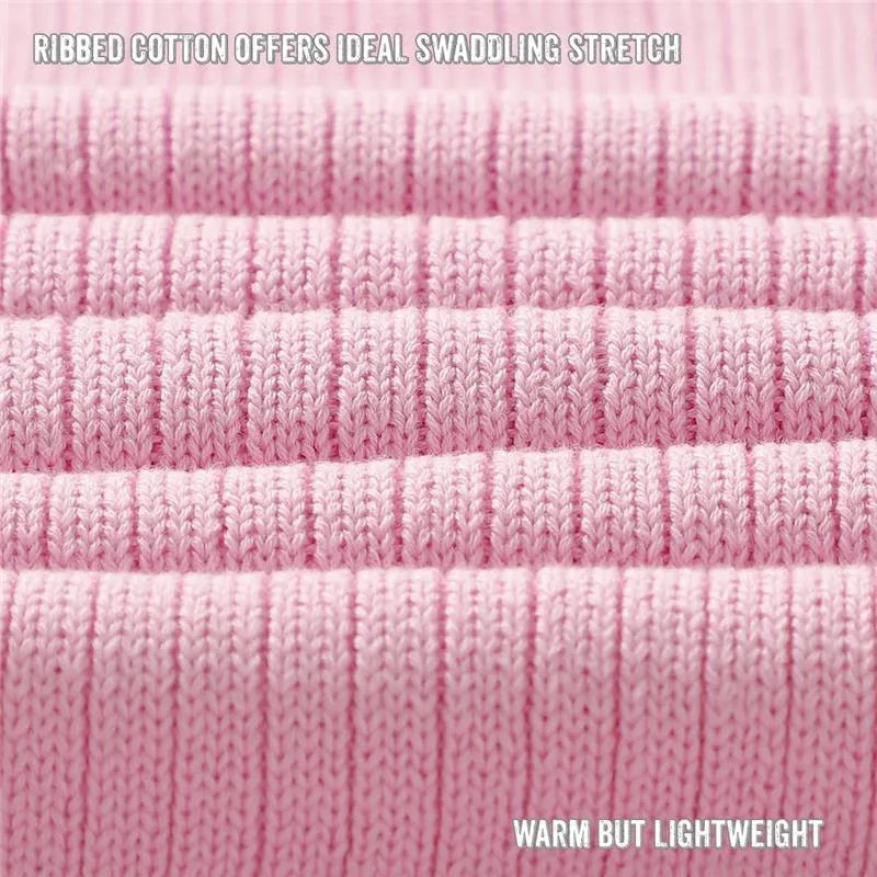 Bleu La La - 100% Luxury Organic Cotton Ribbed Baby Swaddle Blanket, Pink Image 2