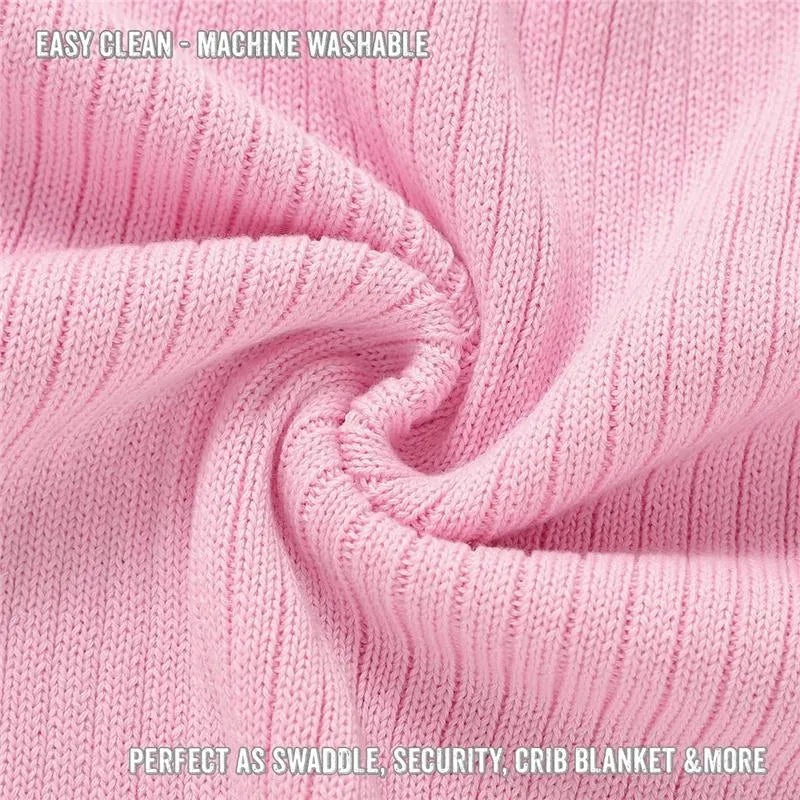 Bleu La La - 100% Luxury Organic Cotton Ribbed Baby Swaddle Blanket, Pink Image 3