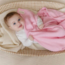 Bleu La La - 100% Luxury Organic Cotton Ribbed Baby Swaddle Blanket, Pink Image 7