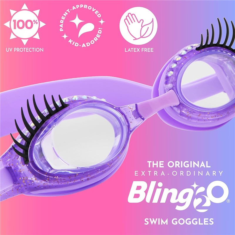 Bling 2O - Girls' Glam Splash Lash Swimming Goggles with UV Protection, Ages 3+, Purple Image 2